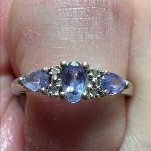 10k white gold tanzanite and diamond ring size 7